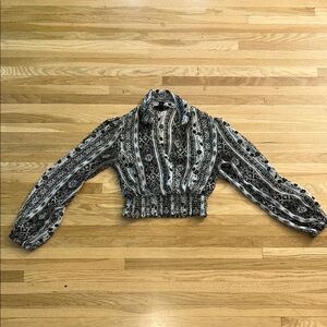 Black and White Patterned Blouse